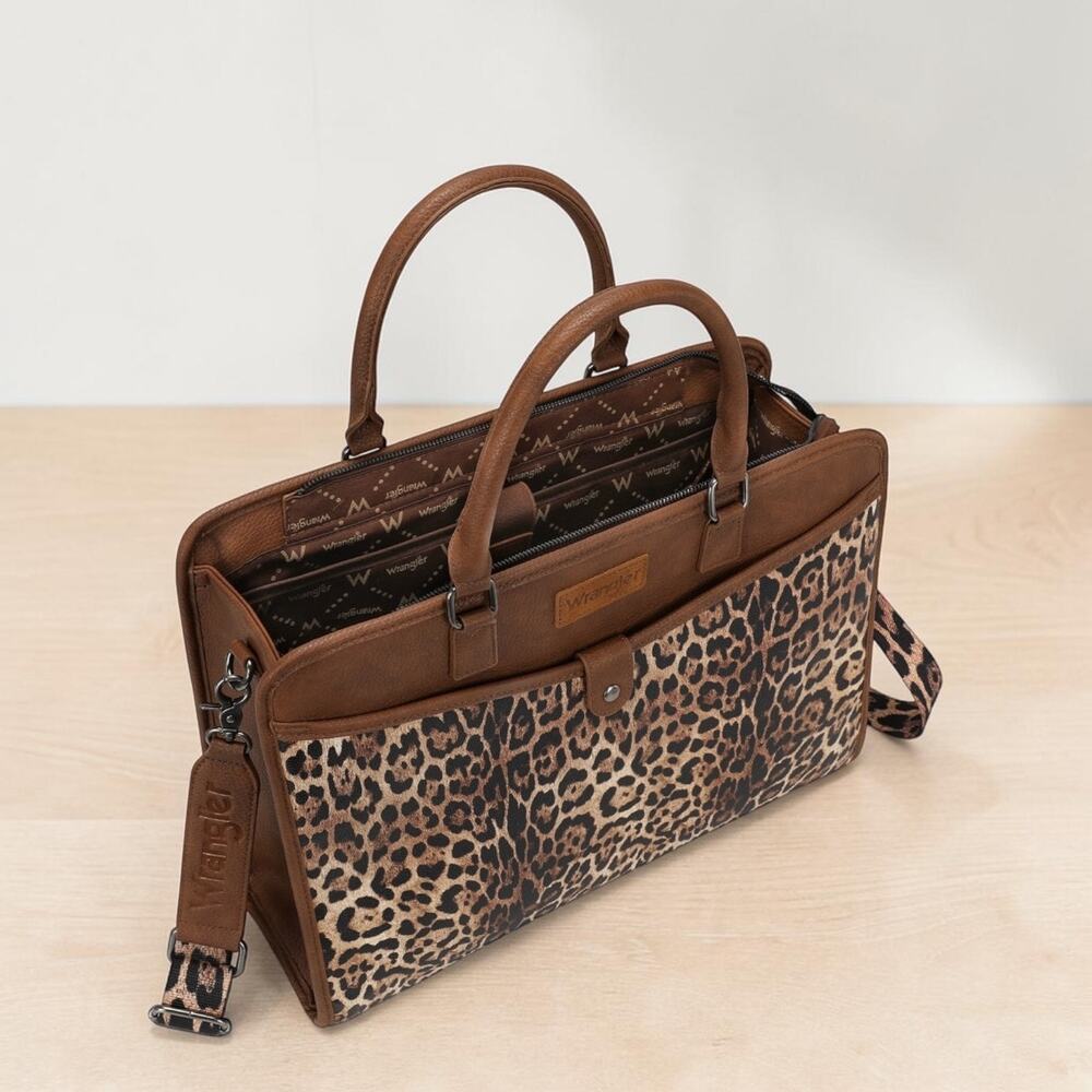 Wrangler Brown Leopard Print Laptop Bag